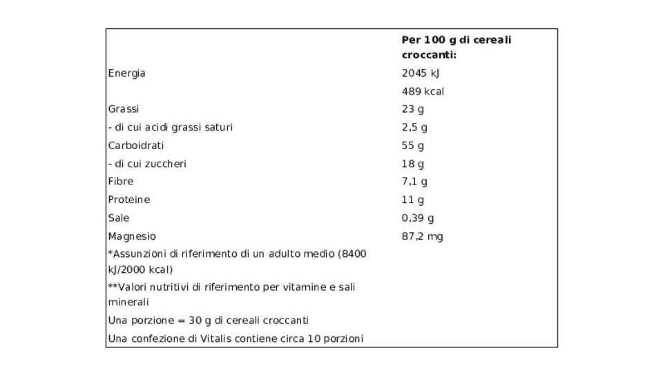 Vitalis muesli croccante frutta secca
