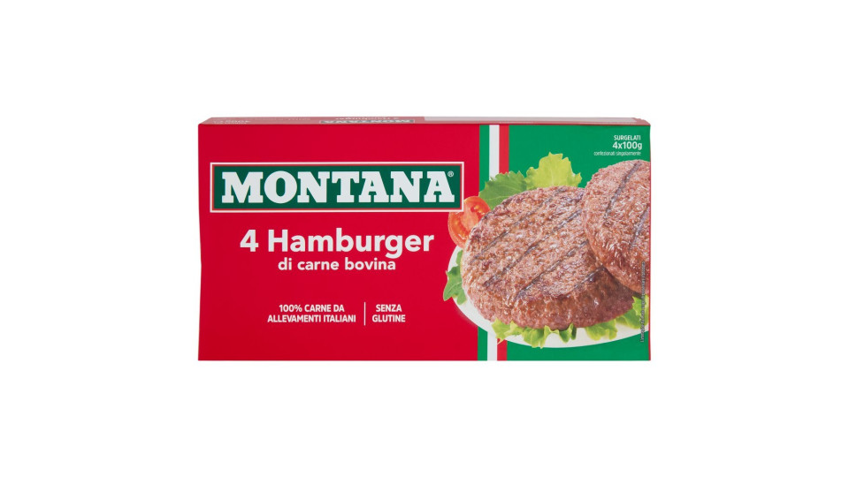 Montana 4 Hamburger naturali surgelati