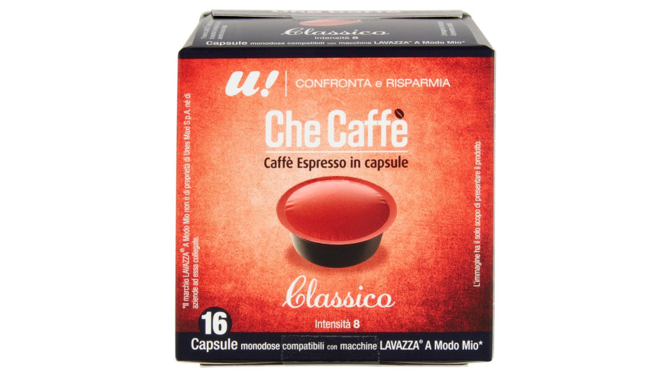 16 CAPSULE CHE CAFFE' CLASSICO Compatibili Sistema LAVAZZA A Modo Mio U! Confronta&Risparmia