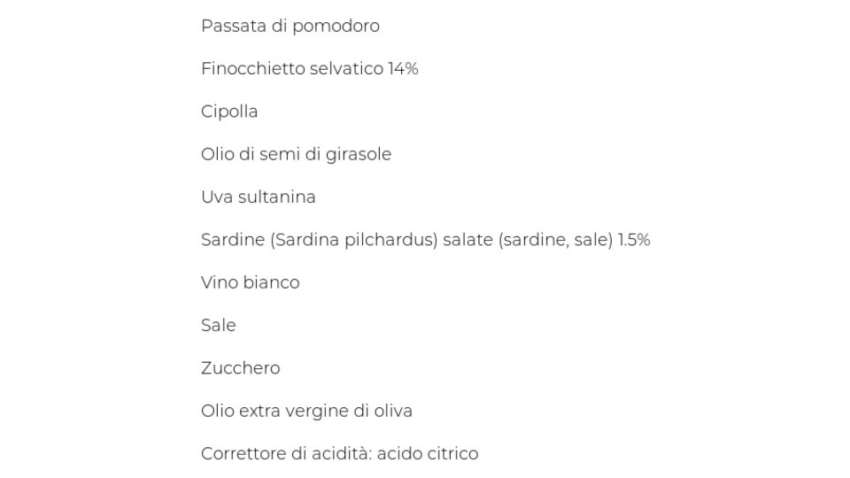 SUGO con SARDE e FINOCCHIETTO Santoro