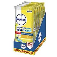 Napisan Salviette Igienizzanti Potere Sgrassante Multisuperfici, Limone e Menta, Mega Pack da 5 Confezioni