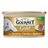 Gourmet Gold Paté per il Gatto, con Verdure, con Anatra, Carote e Spinaci, 85 g - Confezione da