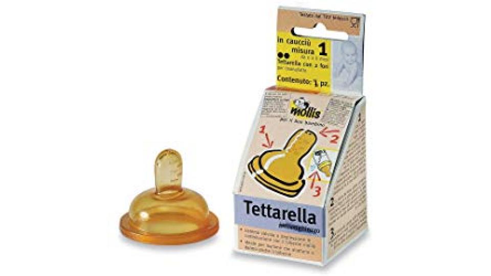 Tettarella Mollis 2 fori in caucciù per latte e tè 0-6 mesi