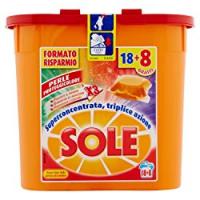 Sole Perle Proteggicolore, Detersivo per Lavatrice in Capsule Monodose, Capi Colorati, Triplice Azione