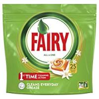Fairy Tutto in Uno Orange 25 Pastiglie, Detersivo in Caps per Lavastoviglie, Arancia