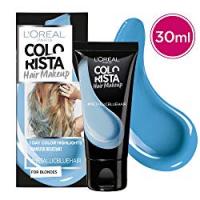 L'Oréal Paris Colorista Hair Makeup Colorazione Capelli Temporanea 1 Giorno per Ciocche e Punte, Tinta per Capelli Biondi, Meches Celeste metallizzato (Metallic Blue)