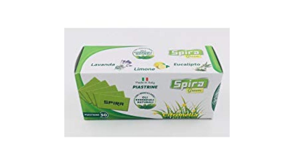30 PIASTRINE CITRONELLA con Oli Essenziali Naturali, Spira Green