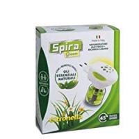VAPORIZZATORE ELETTRICO + RICARICA LIQUIDA CITRONELLA con Oli Essenziali Naturali 45 Giorni, Spira Green
