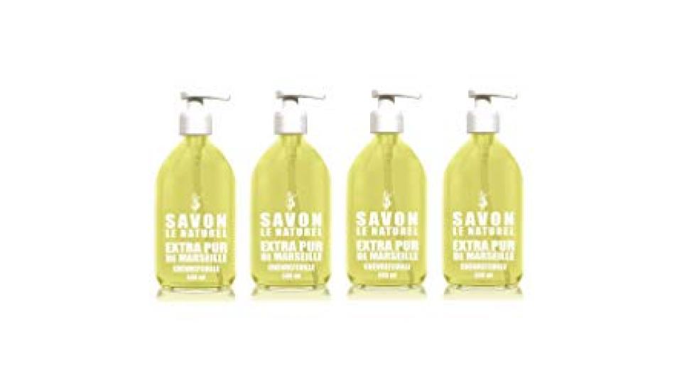 Sapone il naturale – Extra Puro di Marsiglia al caprifoglio – 500 ml – Set di 4