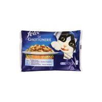 Felix Le Ghiottonerie, Cibo per Gatti, Selezioni con Verdure in Gelatina, con Manzo e Carote e con Pollo e Pomodoro - 4 buste da 100 g [400 g]