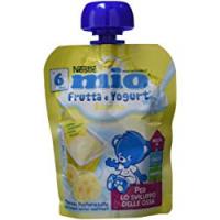 Nestlé Mio Merenda Frutta e Yogurt da Spremere Banana senza Glutine da 6 Mesi, 16 pezzi da 90 ml (1440 ml)