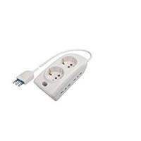 PRESA MULTIPLA BIANCA con 4 uscite bivalenti 10A Standard Italiano + 16A Standard Tedesco (1,5m cavo con spina 16A)