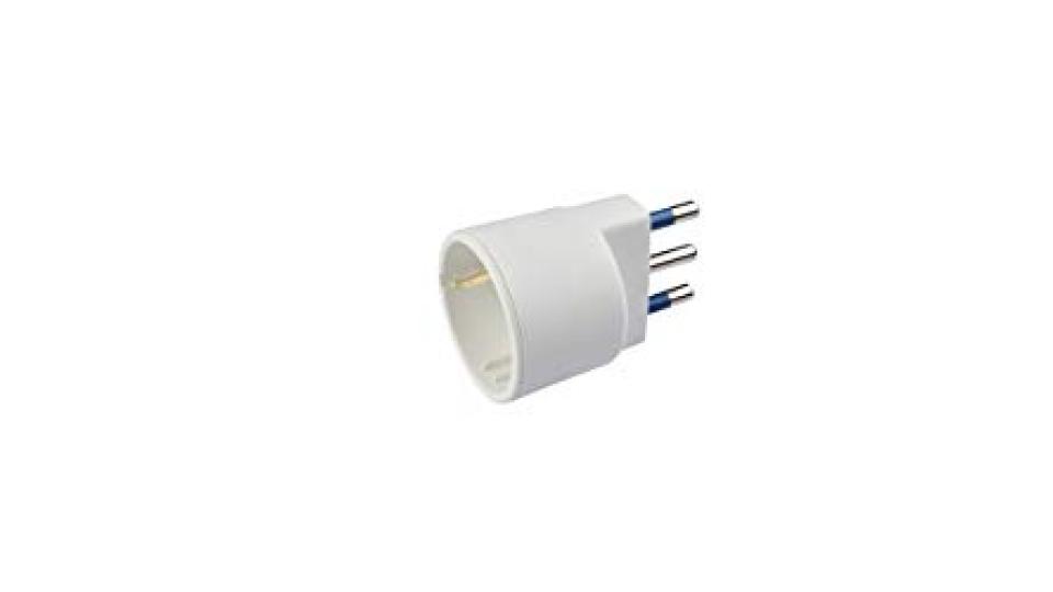 ADATTATORE CON SPINA E PRESA BIANCO 16A Standard Tedesco (+ 10A Standard Italiano)