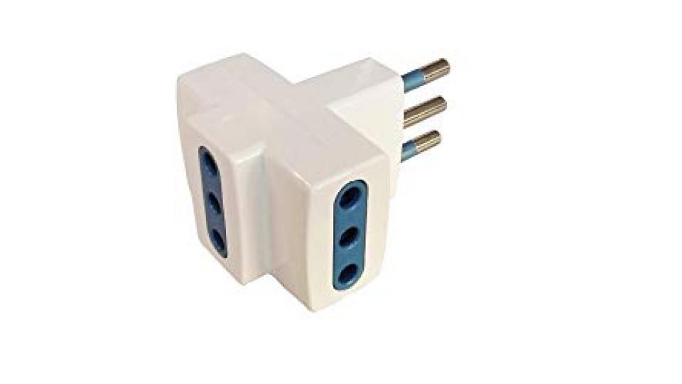 ADATTATORE CON SPINA E 3 PRESE BIANCO 10A Standard Italiano