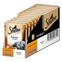 Sheba Gatto Fodera cibo umido Selection in salsa per gatti adulti Adult con Anatra & tacchino in salsa (12 X 85 G)