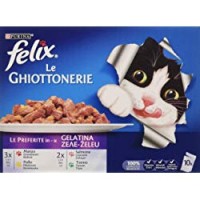 Felix Purina Le Ghiottonerie Umido Gatto Le Preferite con Manzo, con Pollo, con Salmone e con Tonno - 60 Buste da 100 g Ciascuna (6 Confezioni da