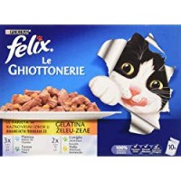 Felix Purina Le Ghiottonerie Umido Gatto Le Varietà con Platessa, con Tonno, con coni glio e con Pollo - 60 Buste da 100 g Ciascuna (6 Confezioni da