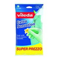 Vileda Extra Sensation Guanti Molto Sensibili e Felpati All'Interno in Cotone, Taglia Grande