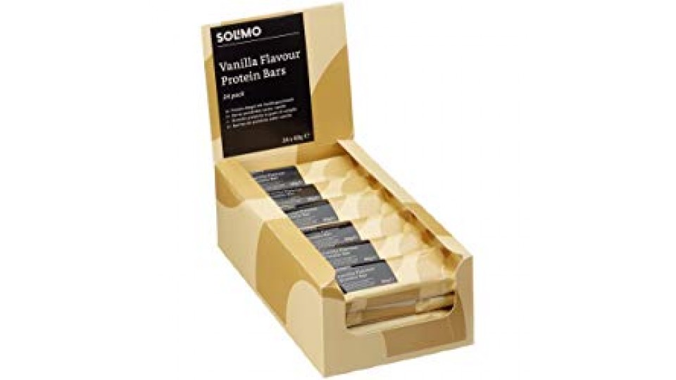 Marchio Amazon - Solimo Barrette proteiche al gusto vaniglia-cioccolato (24 barrette)