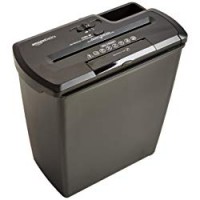 AmazonBasics - Distruggidocumenti 8 fogli, taglio a striscioline, con funzione distruggi CD e carte di credito, Grigio