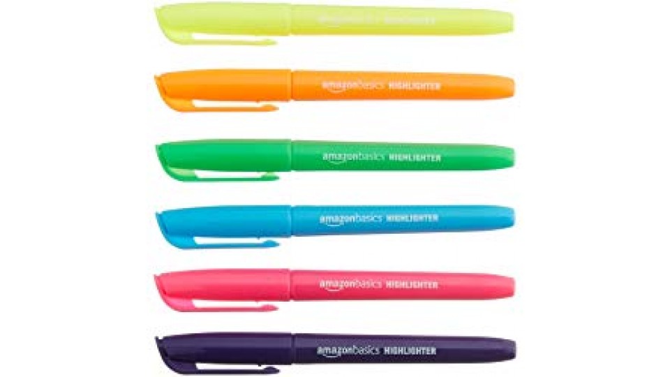 AmazonBasics - Evidenziatori con punta a scalpello, confezione da 12