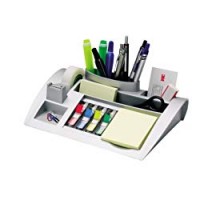 Post-it C50 Organizer da scrivania con Post-it Notes, segnapagina Post-it Index e nastro Scotch Magic 810 – Portaoggetti scrivania con accessori – Dimensioni 26,5 cm x 16,8 cm x 6,8 cm, colore argento
