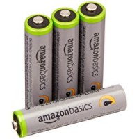 AmazonBasics - Pile Ricaricabili Mini Stilo AAA ad alta capacità, pre-caricate, 4 pezzi, durata di 500 cicli (850 mAh, min. 800 mAh). Involucro esterno variabile