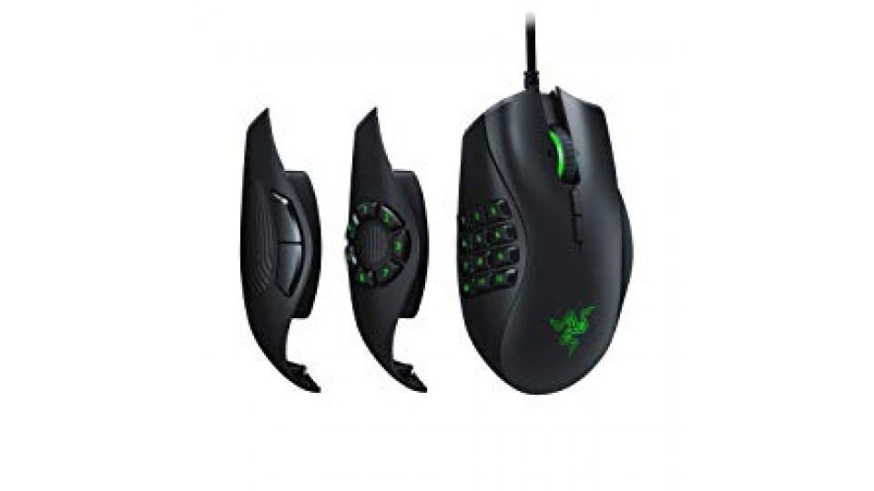Razer Naga Trinity Mouse da Gaming MOBA/MMO con 3 Pannelli Laterali Intercambiabili, Sensore Ottico 5G da 16 000 DPI, RGB Chroma, fino a 19 Pulsanti Programmabili