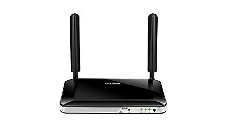 D-Link DWR-921 Router 4G LTE, Wireless N300, 4 Porte LAN Fast Ethernet, SIM Card Slot Integrato, 2 Antenne Esterne, Nero