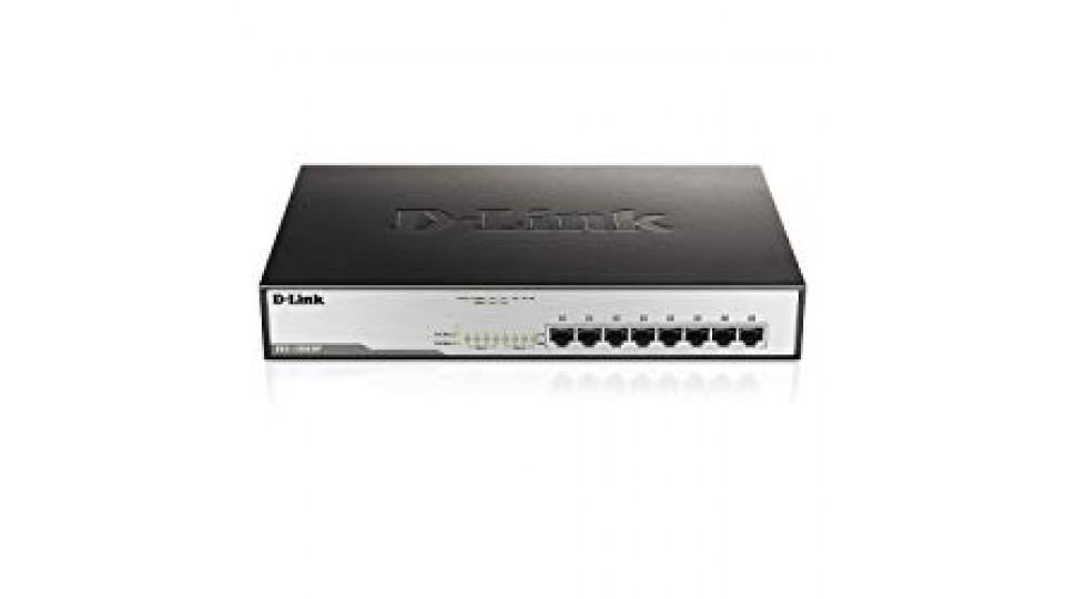 D-Link DGS-1008MP Switch 8 Port Desktop Switch with 8 PoE Ports, Nero/Antracite