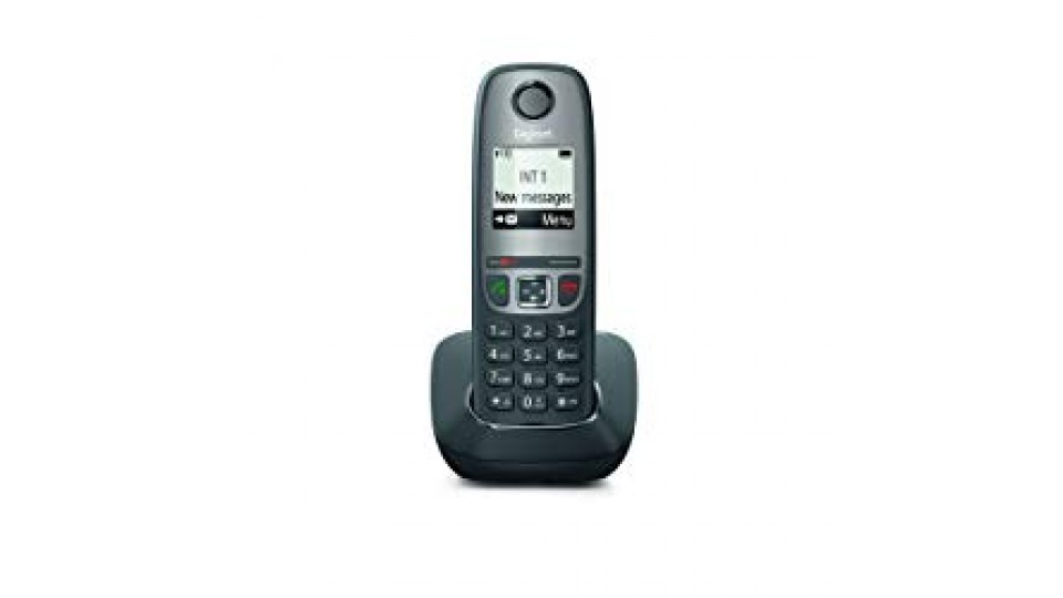 Gigaset AS 475 Telefono Cordless, tastiera retroilluminata, ampio raggio d'azione, numeri grandi sul display, black list, Nero/grigio