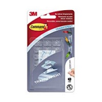 3M Command 20 Ganci Clip e 24 Strisce Adesive Trasparenti