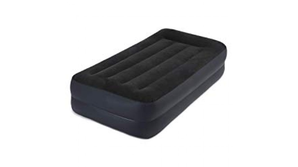 Intex Dura Beam Materasso con Tecnologia Fiber Tech, Pompa Elettrica Incorporata, PVC, Blu, 99x191x42 cm