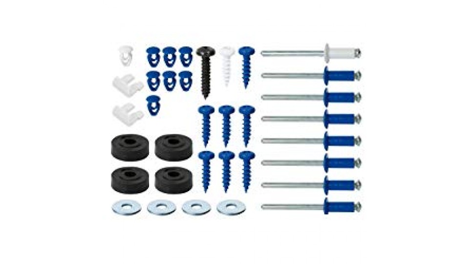 Cora 000116012 Kit Fissaggio Targhe Completo, 8 Rivetti, 8 Viti, 8 Bottoni, 8 Rondelle, 4 Viti, 2 Fermi, Nero
