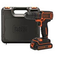 BLACK+DECKER BDCDC18K-QW Trapano Avvitatore, 18 V, al Litio, 1.5 Ah, Valigetta, Arancione