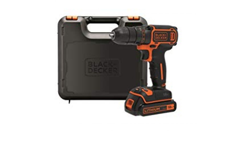 BLACK+DECKER BDCDC18K-QW Trapano Avvitatore, 18 V, al Litio, 1.5 Ah, Valigetta, Arancione
