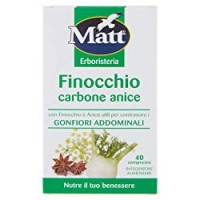 Matt&Diet - Finocchio Carbone Anice - Integratore con Carbone Vegetale per Gonfiori Addominali - 40 Compresse