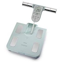 OMRON BF-511 Bilancia Pesapersone Digitale, Calcolo Massa Grassa, Grasso Viscerale, Muscoli Scheletrici, Metabolismo a Riposo, Azzurro