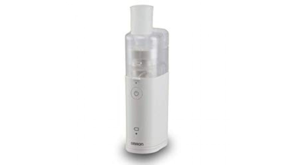 OMRON U100 Nebulizzatore per Aerosol Portatile, Design Compatto, Utilizzabile in Qualsiasi Inclinazione e Posizione, Bianco