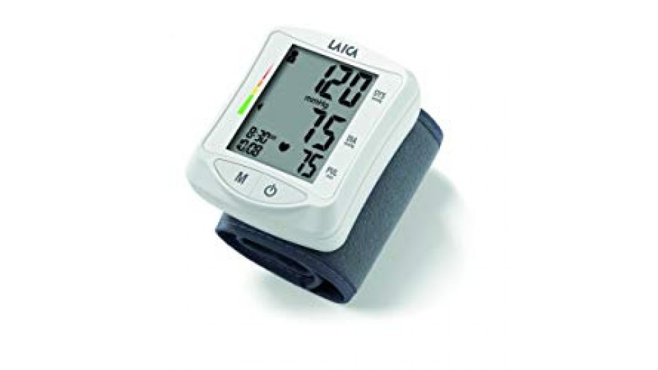 Laica BM1006 Misuratore di Pressione Sanguigna da Polso Automatico, 60 Memorie Totali, Bianco