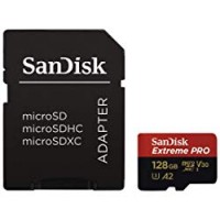 SanDisk Extreme Pro Scheda di Memoria microSDXC da 128 GB e Adattatore SD con App Performance A2 e Rescue Pro Deluxe, fino a 170 MB/sec, Classe 10, UHS-I, U3, V30