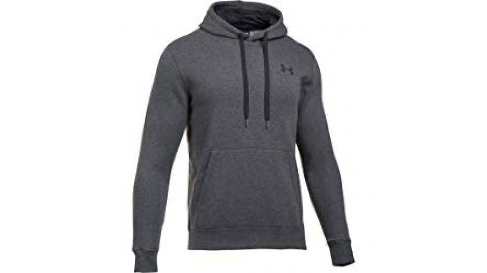 Under Armour, Rival Fitted Pull Over, Felpa Con Cappuccio, Uomo, Grigio (Carbon Heather/Black 090), M