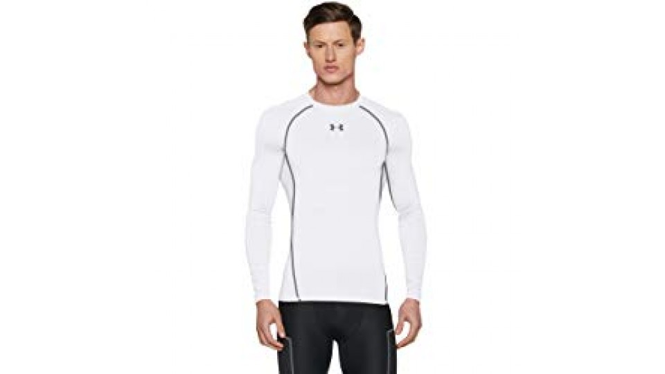Under Armour, Heatgear Armour Ls, Maglia A Maniche Lunghe, Uomo, Bianco (White/Graphite 100), M