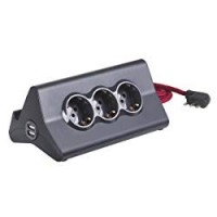 BTicino S3713GBU Multipresa da Scrivania, Spina 10 A, 3 Prese Shuko, 2 Prese USB, Interruttore, Nero