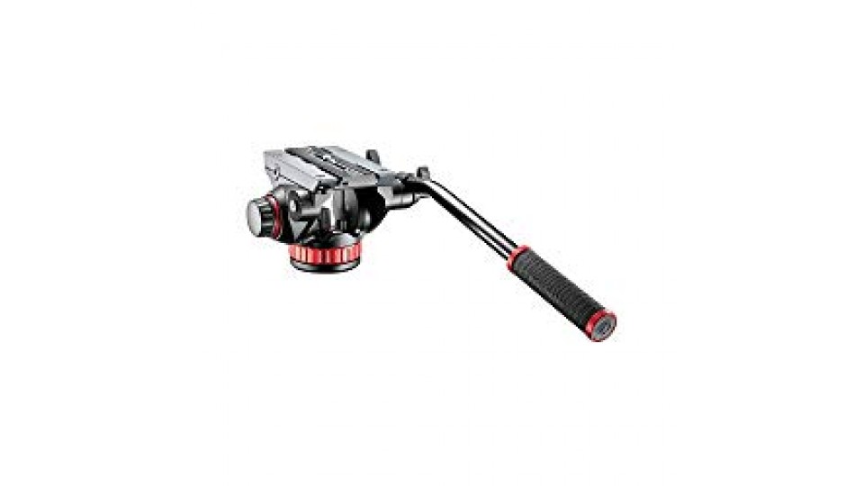 Manfrotto MVH502AH Testa con Base Piatta, Controbilanciamento Fisso per Video con DSLR e Videocamere, Alluminio, Nero