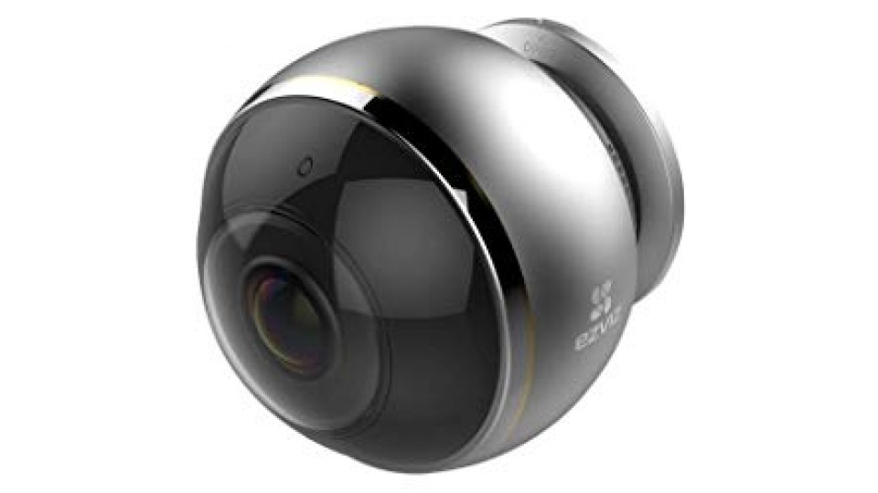 EZVIZ Mini Pano Telecamera di Sicurezza, 3 MP Panoramica Fisheye, 2.4 e 5 Ghz Doppia Banda Wi-Fi, Audio Bidirezionale, Baby Monitor, Visione Notturna