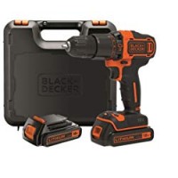 BLACK+DECKER BDCHD18KB-QW Trapano/Avvitatore a Percussione, con Doppia Batteria al Litio, 18 V, 1.5 Ah, Valigetta, Nero/Arancione