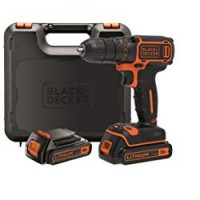 BLACK +DECKER BDCDC18KB-QW Trapano Avvitatore, con Doppia Batteria al Litio, 18 V, 1.5 Ah, Valigetta, Arancione