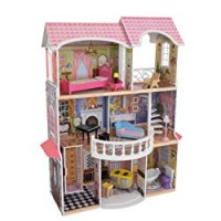 Kidkraft 65907 Casa delle Bambole in Legno Magnolia Mansion per Bambole di 30 Cm con 13 Accessori Inclusi e 3 Livelli di Gioco