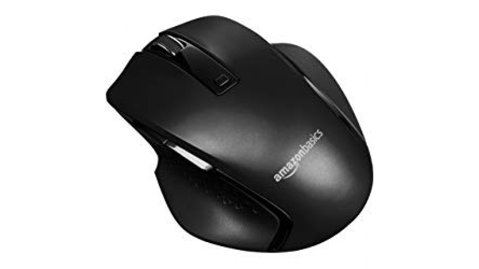 AmazonBasics - Mouse wireless ergonomico compatto con scrolling rapido - Nero